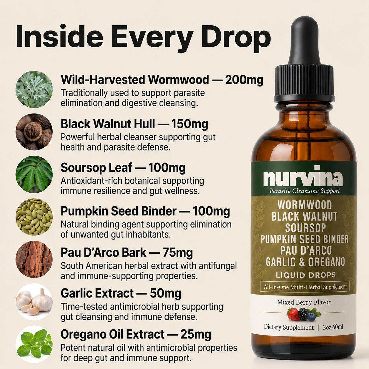 Nurvina Wormwood Drops — Debloat and Reset Your Gut, Naturally